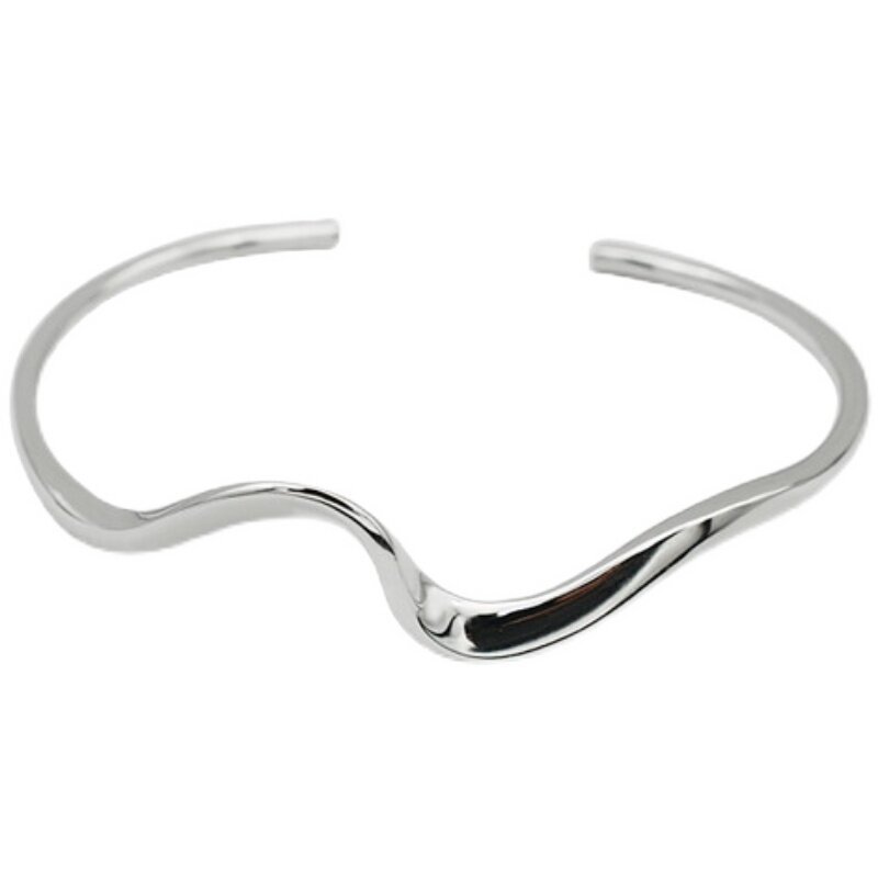 2026 nuevo pulsera de plata minimalista onda ins personalidad femenina Mobius brazalete abierto nicho diseño