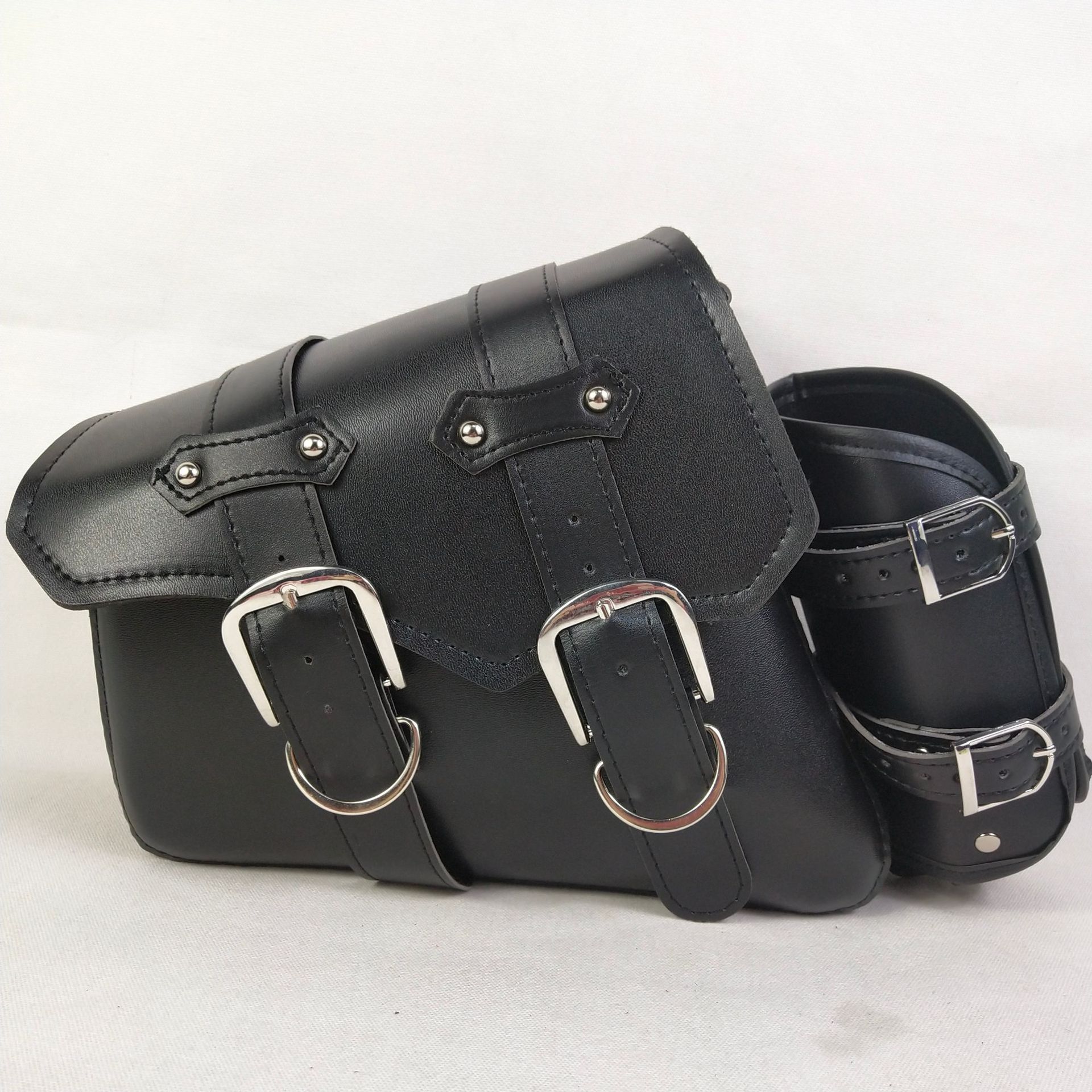 Motocicleta deportista retro bolsa colgante suministros de seguridad duraderos de cuero sintético de color sólido simple bolsa colgante resistente al desgaste