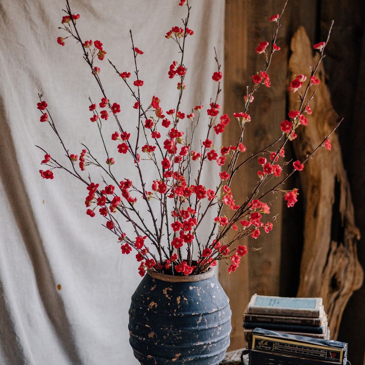 梅花枝假花摆件仿真花腊梅桃花客厅摆设冬梅花束中式家居装饰