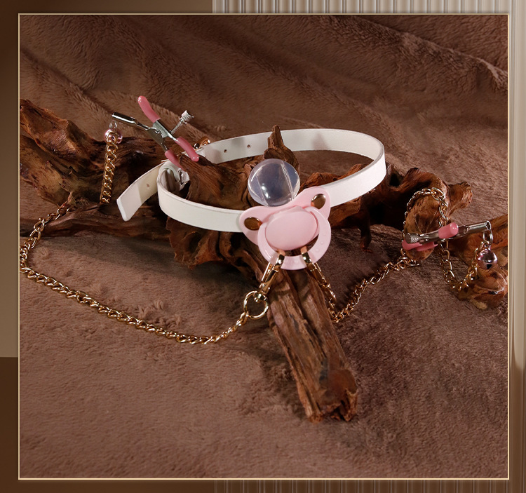 SM Couple Flirting Kit with Nipple Clamps, Leather and Alloy Restraints, Pink — detail image 20