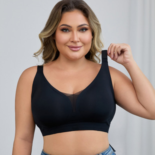 European and American Large Size Cross-Border Intimates for Women Without Rims Semi-Fixed Bra Amazon Foreign Trade Plus Fat Plus Push-Up Bra
