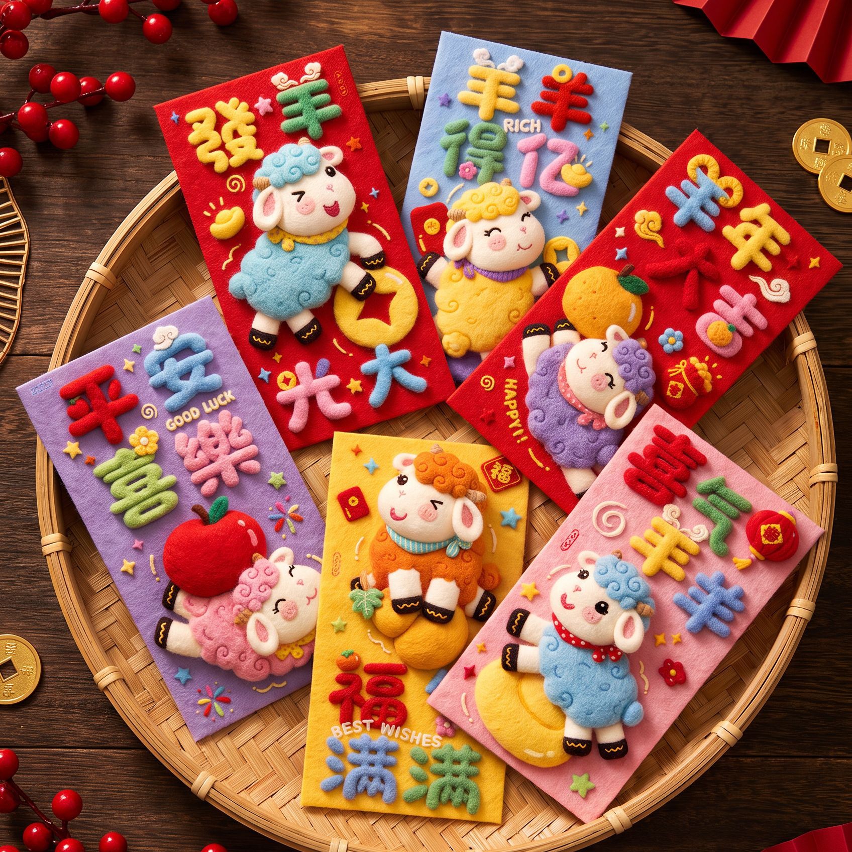 Wholesale New Year Red Envelopes 2027 Cute Sheep Cartoon Design for the Year of the Sheep, Spring Festival Cross-Border Factory Direct Sales