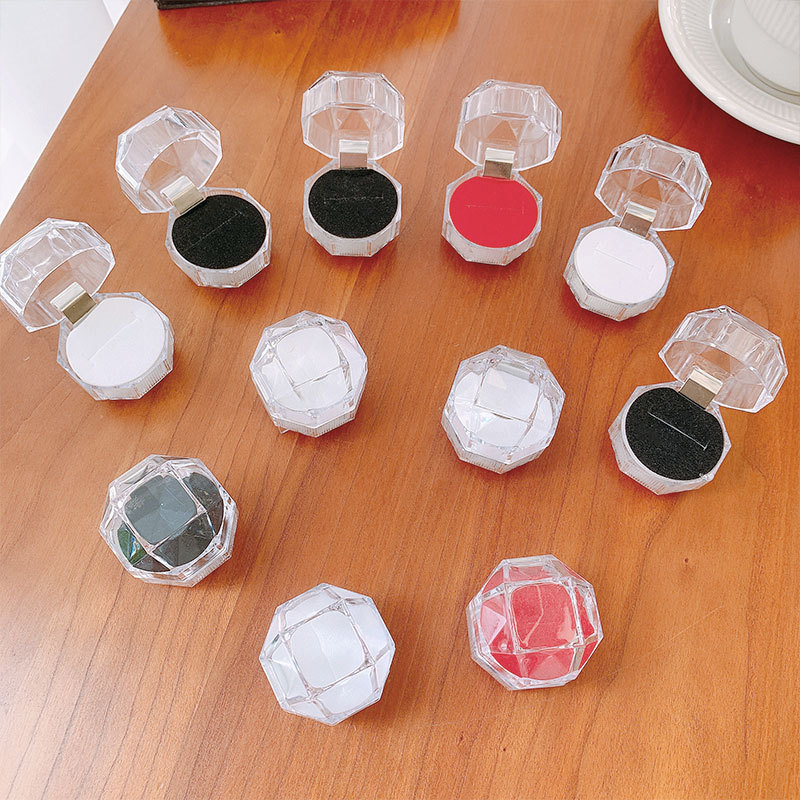 厂家正方形钻石纹戒指盒首饰礼品扳指耳钉收纳盒子批发戒指收纳