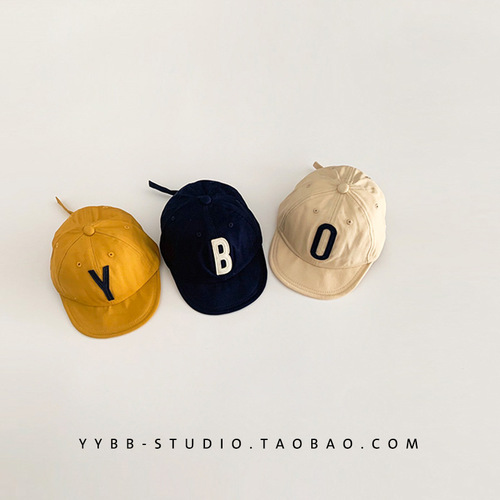 Korean baby peaked cap spring and autumn thin embroidered casual letters boys baseball cap autumn children one year old hat trendy
