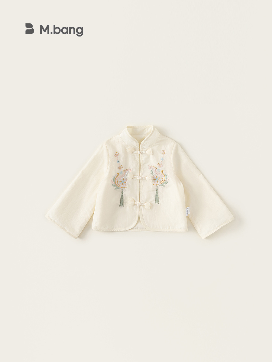 Youbao ropa para niños chaqueta para niñas nuevo estilo chino primavera 2025 nuevo cárdigan con hebilla de disco top bordado de estilo nacional para niños