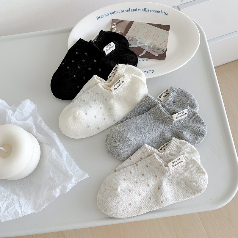 Seamless Polka Dot Women's Short Socks Summer Thin Polka Dot Low-Cut Trendy Sports Summer Women's Ankle Socks