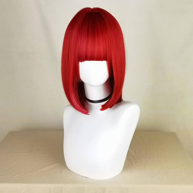 The Child I Recommend Has a Kanagawa-Style Cosplay Wig, a Realistic High-Temperature Resistant Red Short Bob Wig