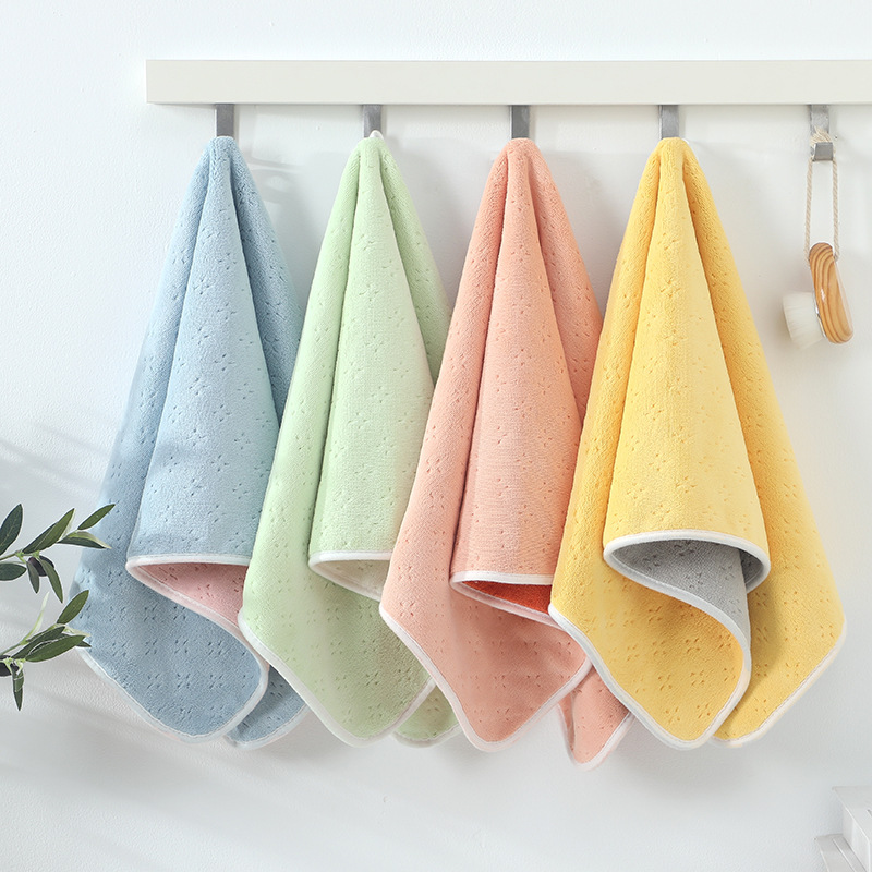 New Double Color Absorbent Thickened Double Layer Coral Fleece Towel Plain Color Fresh Household High Quality Face Wash Towel Hanging Towel New Double Color Absorbent Thickened Double Layer Coral Fleece Towel Plain Color Fresh Household High Quality Face Wash Towel Hanging Towel