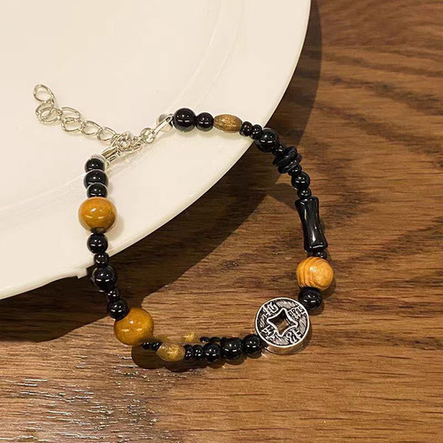 Modern Chinese lucky coin pendant bracelet for women, unique design fashion brand, personalized ancient-style hand accessory