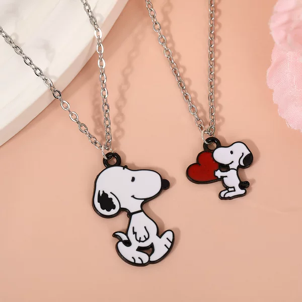 Snoopy Cartoon Pendant Necklace Female Couple Cute Puppy Oil Drop Alloy Clavicle Chain Best Friend Jewelry