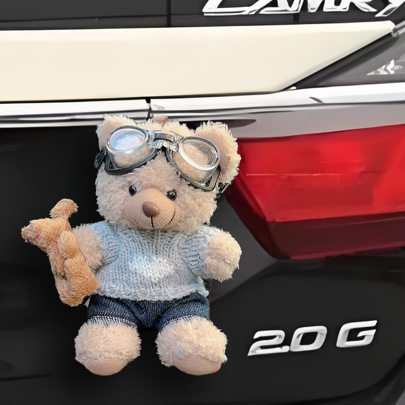 Colgante trasero de coche muñeco de oso de peluche lindo de dibujos animados decoración de maletero motocicleta decoración de bicicleta