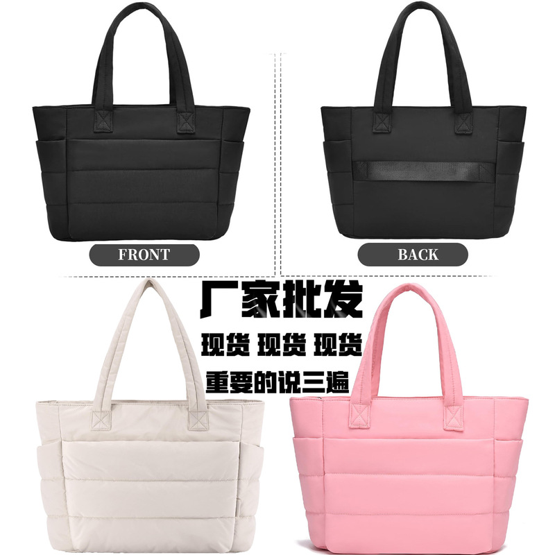 New lightweight fluffy tote bag European and American cotton women's handbag with compartment travel light shoulder bag wholesale