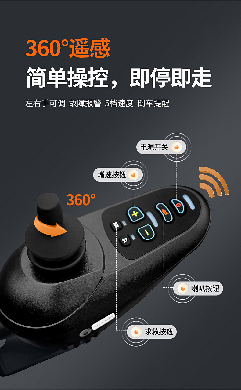 Yingkang Electric Wheelchair for the Elderly, Adjustable Fully Reclining Portable Foldable Multi-Functional Four-Wheel Scooter for the Elderly