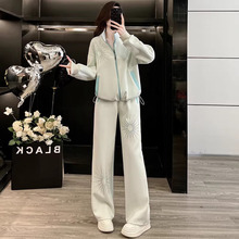 2026超火巨好看的浅绿色休闲运动套装女春秋时尚卫衣阔腿裤两件套