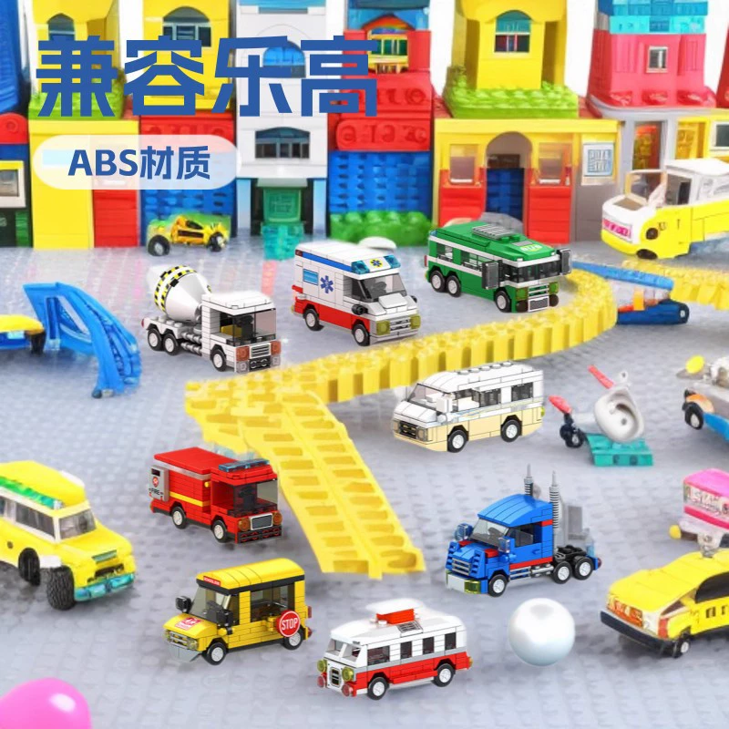 Lego, constructor, toy, racing car, small particles, fire truck