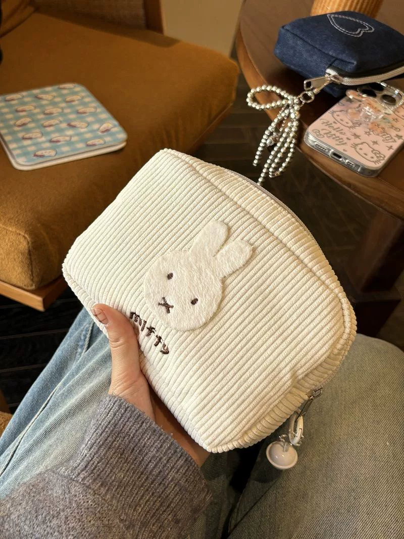 Косметичка в стиле Miffy из вельвета, ручная сумочка-пенал 20×13×7 см