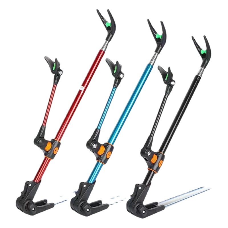 Black King Kong Bracket Turret Fishing Dual-Purpose Bracket 17mm Fishing Rack Rod with Ground Plug Multi-Section Telescopic Manufacturer Wholesale