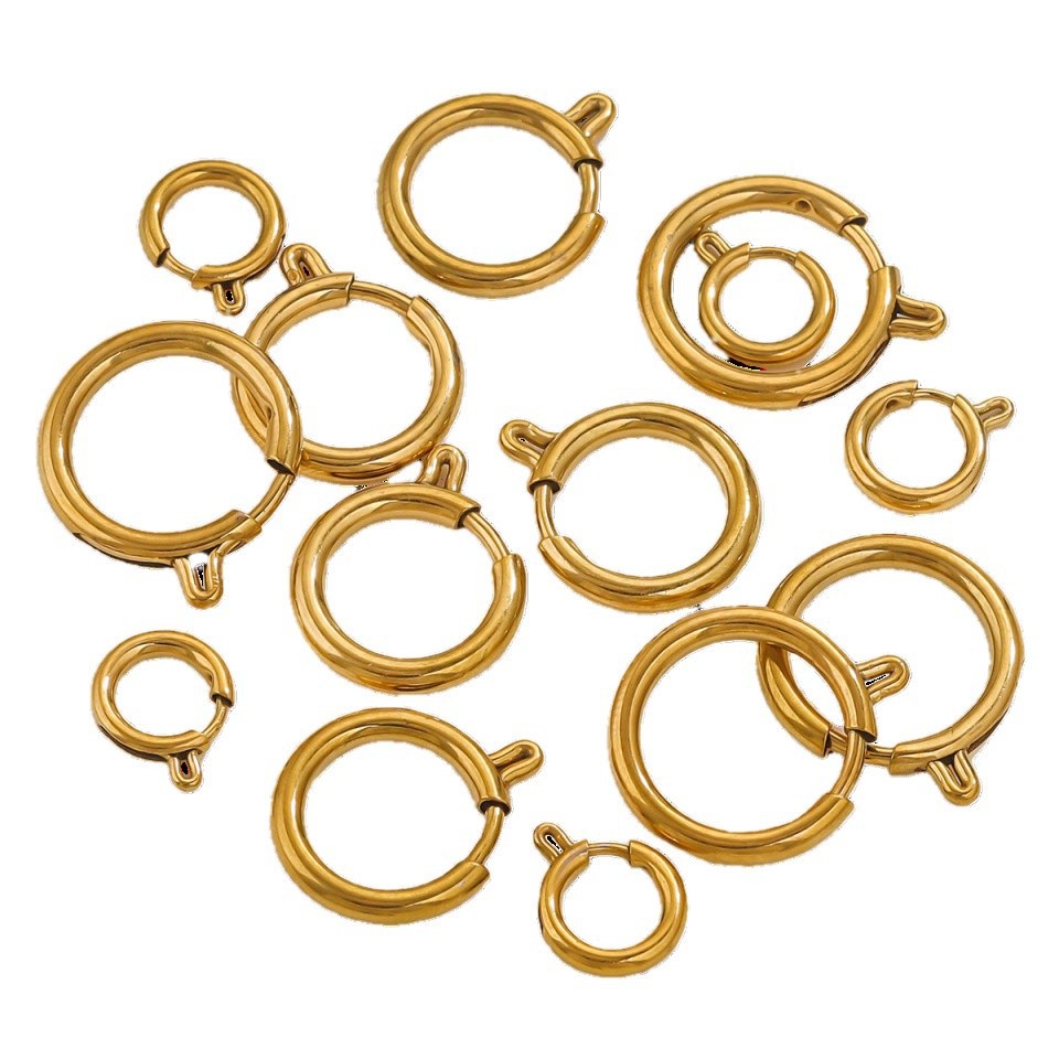 Accesorios de joyería de acero inoxidable botón de lanza botón de resorte botón de collar chapado al vacío 18K oro joyería DIY al por mayor