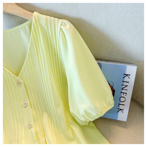 Designer Short-Sleeve Top with French Charming Gentle Style, Puffed Sleeves for Plus Size Women - Summer Fashion