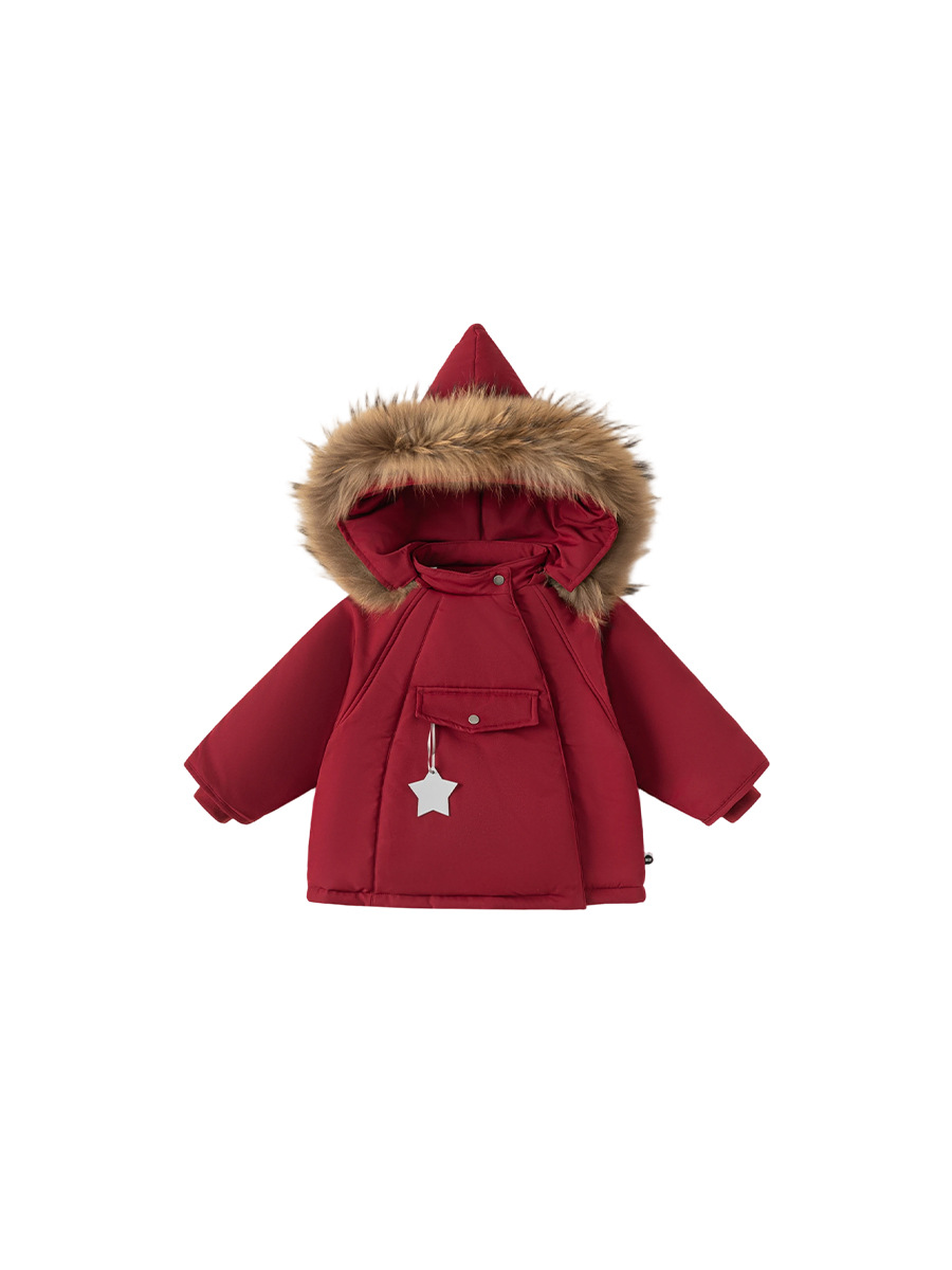 Babycity chaqueta acolchada de algodón para niños abrigo de estrella con capucha para niñas estilo coreano chaqueta acolchada de algodón engrosada estilo occidental DY23192