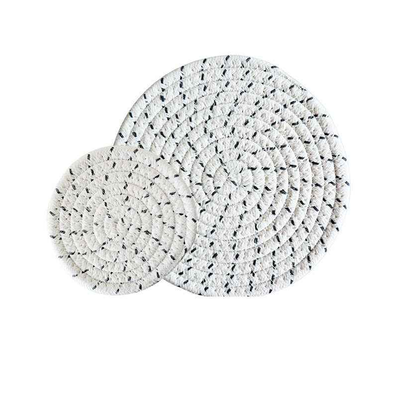 Almohadilla de cuerda de algodón simple transfronteriza Almohadilla tejida Almohadilla redonda de color sólido para el hogar Almohadilla a prueba de calor Almohadilla de mesa posavasos