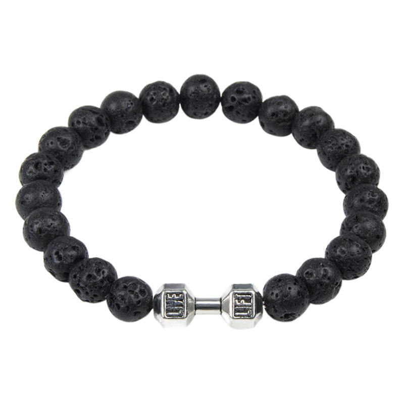 Pulsera de mancuerna de lava volcánica Tiger Eye Stone Blue Turquoise White turquesa pulsera de joyería de los hombres de las mujeres transfronteriza Venta caliente