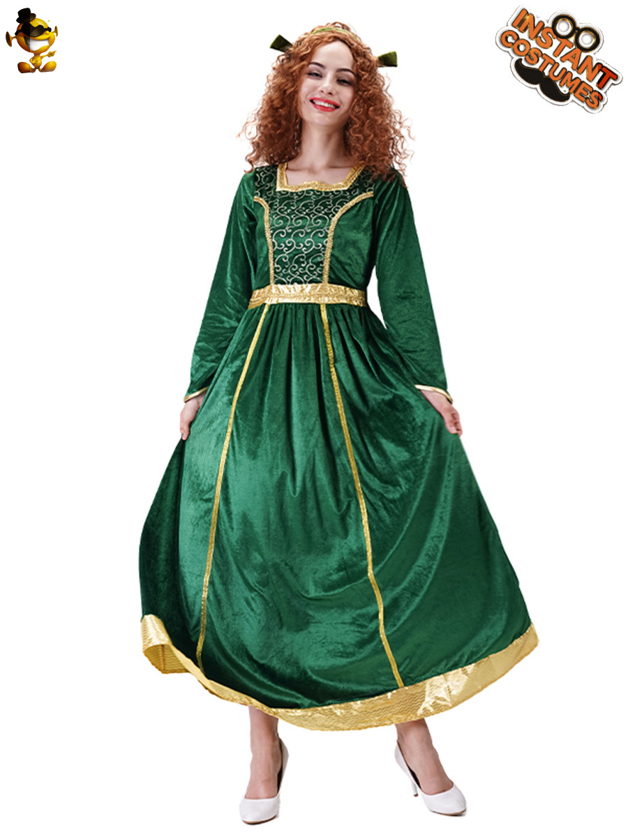Nuevo Renacimiento Medieval princesa de terciopelo oro vestido largo traje etapa juego rol