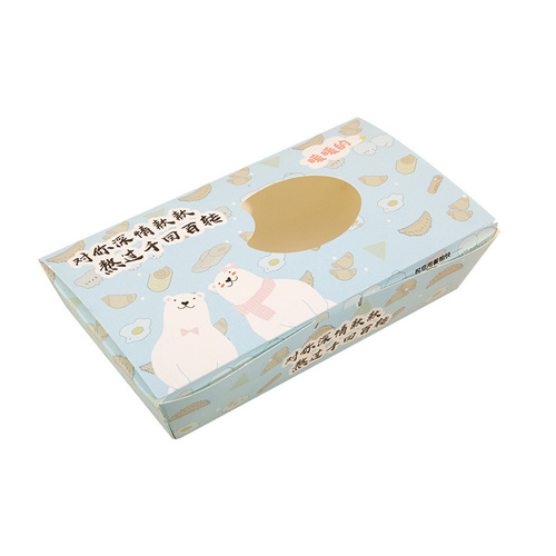 Disposable Porridge Shop Kraft Paper Packaging Box No Folding Commercial Snack Baozi Pan-fried Dumplings Shumai Takeaway Square Food Box 