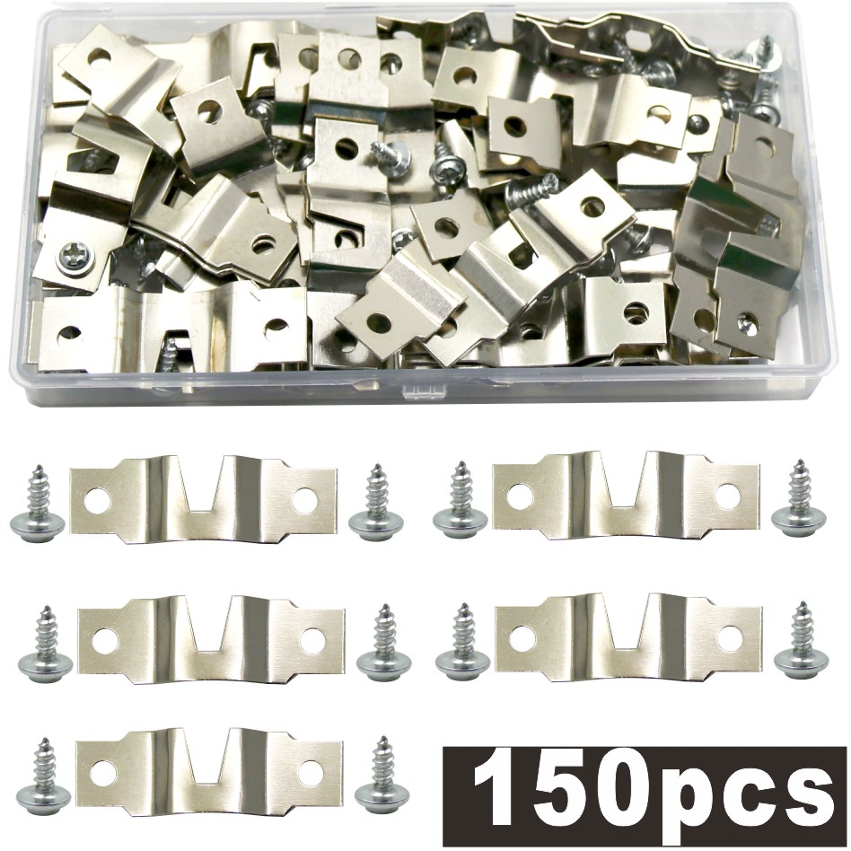 Горизонтальный прямолинейный крюк скрытого типа 50 винтов 100 комплектов серебряных задних пластин прижимных рамок