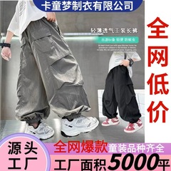 男童休闲裤夏季防蚊裤冰丝速干工装痞帅儿童哈伦萝卜灯笼长裤