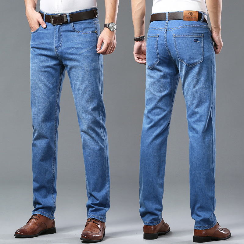 Cotton elastic soft business casual pants men's stretch comfortable jeans men's jeans soft smooth straight pants