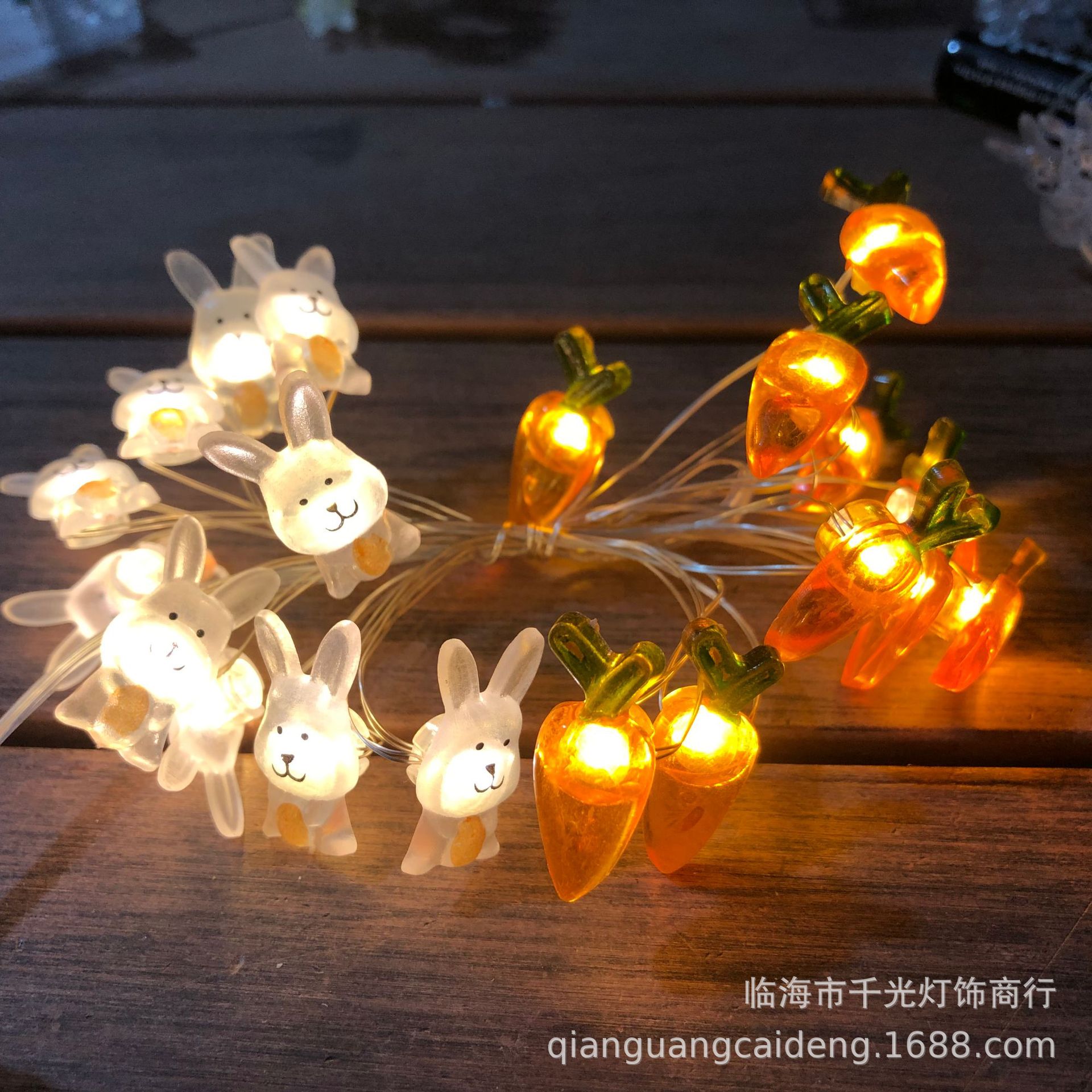 LED lámpara de modelado de alambre de cobre de Pascua Zanahoria Conejo pollo Lámpara Luminosa cadena Lámpara decorativa lámpara de alambre de cobre cadena lámpara de color