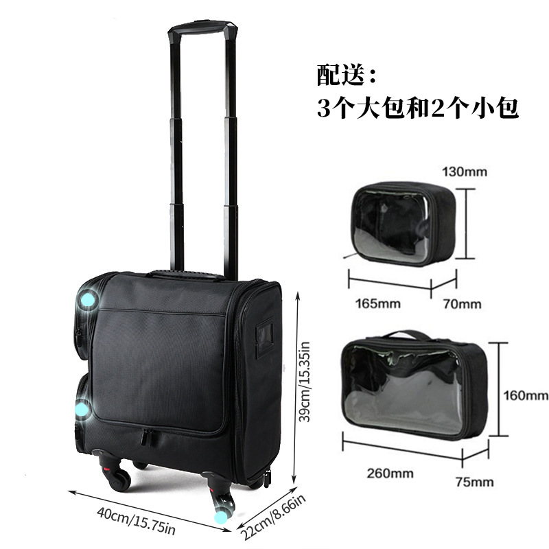 Nueva caja de maquillaje de varilla de tracción, maquillaje de talón, caja de herramientas de bordado de uñas, tela de Oxford, caja de almacenamiento de maquillaje de gran capacidad