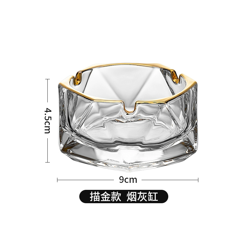 Big glass ashtray for commercial use for office, light luxury style