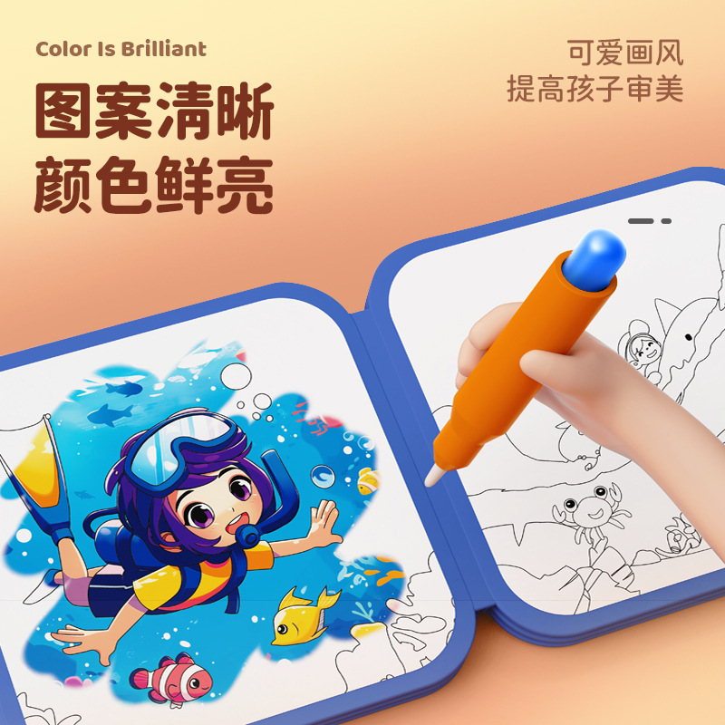 魔法の水彩画ブックおもちゃ繰り返し落書き子供の絵画ブック着色クリアウォーター絵画折りたたみポータブル着色|undefined