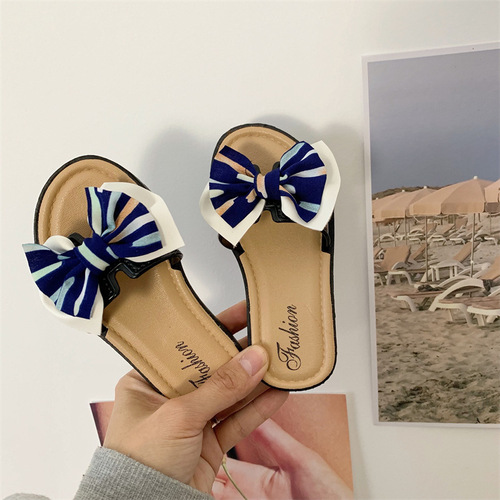 Children's slippers summer bow princess shoes parent-child baby sandals Korean style fashion children's parent-child slippers