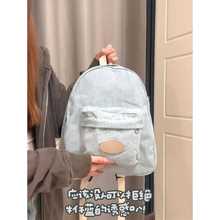 森系简约慵懒风休闲百搭书包大学生上课通勤百搭洗水牛仔布双肩包