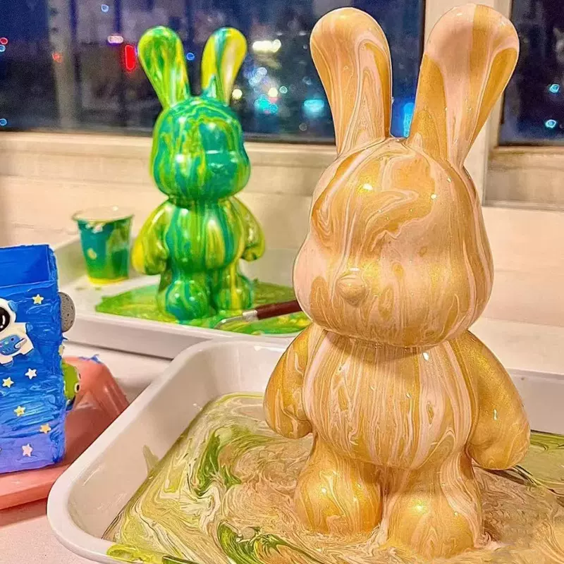 手工diy流体熊流体兔颜料套装搪胶玩具暴力熊画玩具礼物工厂批发