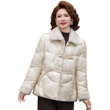 中年冬季翻领仿水貂绒盘扣新中式时尚棉衣女短款刺绣小个子MM外套