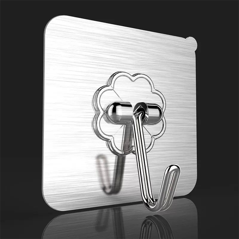 Gancho transparente sin marcas, gancho adhesivo, puerta giratoria fuerte, gancho de ropa, gancho de cocina, estante de almacenamiento sin agujeros, botón hembra