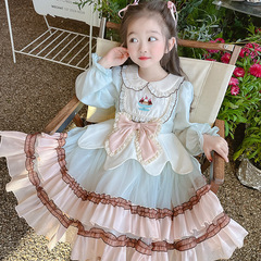 女童洛麗塔公主裙2024新款女寶寶春裝禮服春款網紗裙子兒童連衣裙
