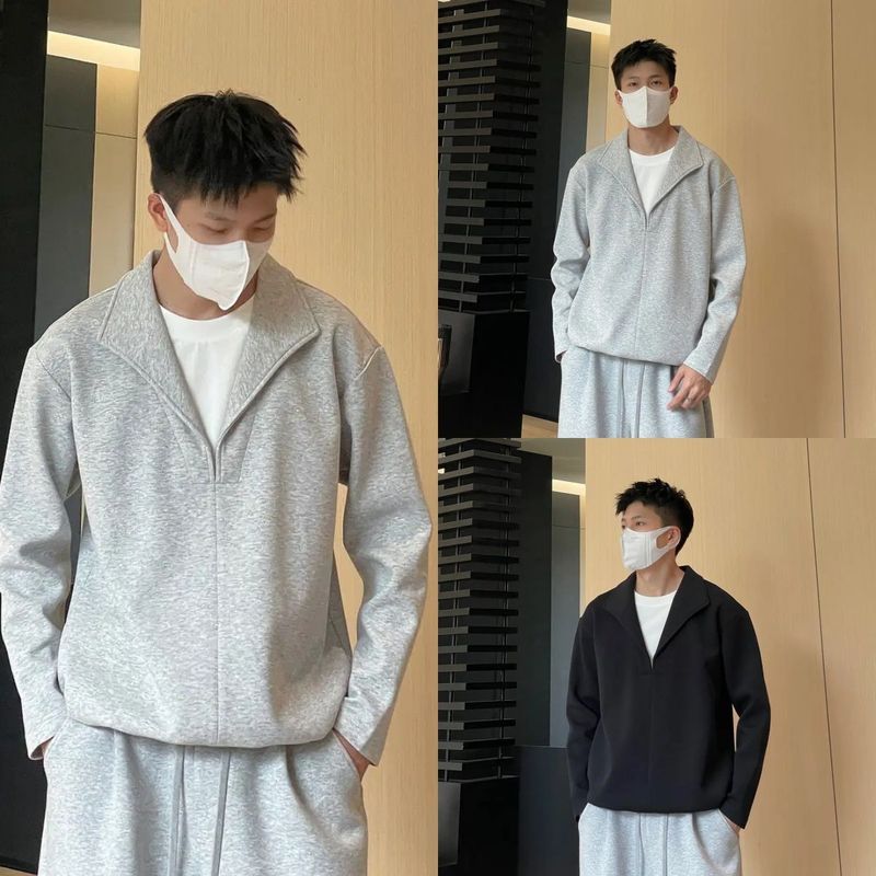 时尚百搭高级感假两件设计简约休闲长袖秋季男女情侣款套头卫衣潮|undefined