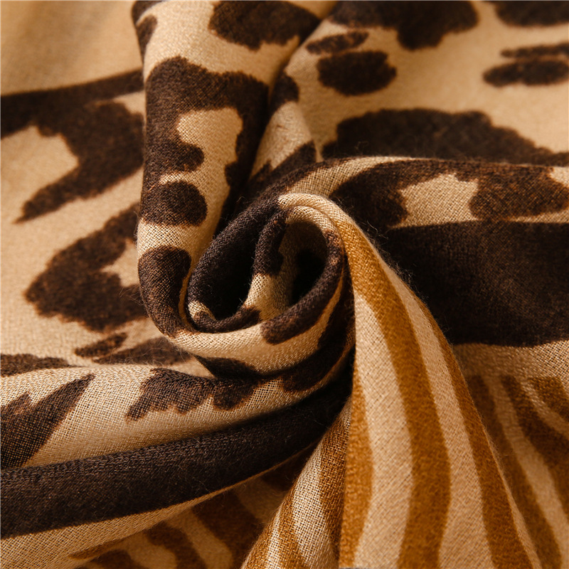 soft cotton and linen scarf diagonal leopard zebra pattern loose beard printing travel sunscreen shawl silk scarfpicture20