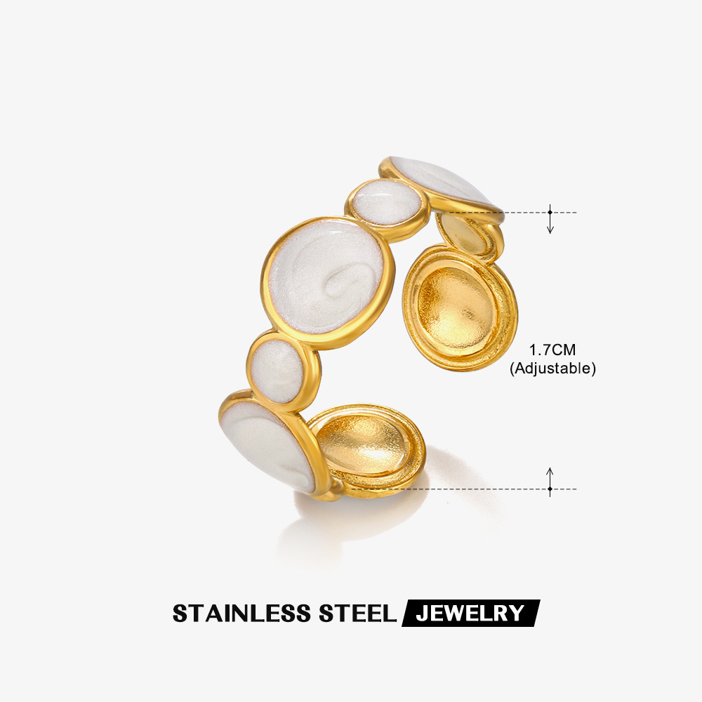 1 Piece Quantity PVD Coated 18K Gold Plated Round Star Heart Shape 304 Stainless Steel Retro Novelty Waterproof Non Tarnish Rings