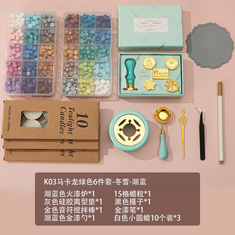 Nuevo macaron fuego pintura cera grano horno sello mano cuenta Día de San Valentín cumpleaños regalo fuego pintura sello conjunto completo al por mayor