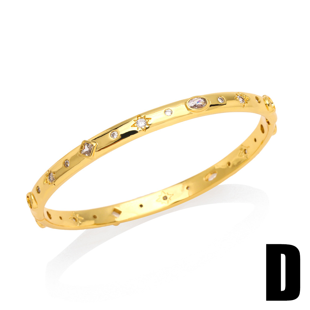 Retro Geometric Animal Copper Bangle Plating Zircon Copper Bracelets