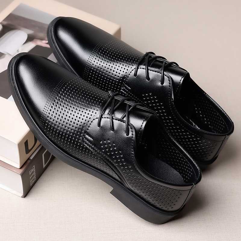 Verano plástico hueco británico casual de negocios zapatos de cuero zapatos de hombre aumentan la altura de los zapatos al por mayor zapatos casuales trajes