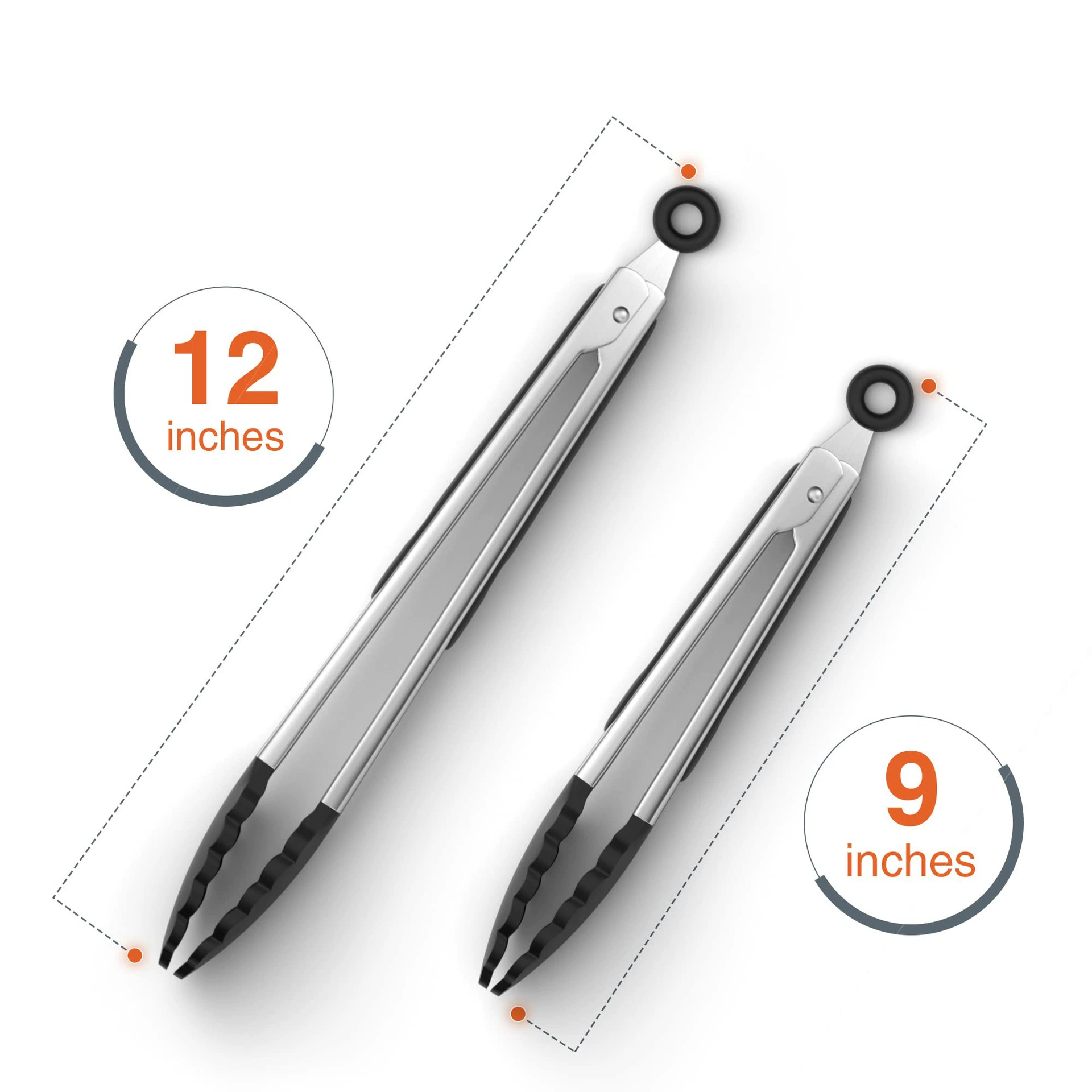 Кухонные щипцы из силикона 9"/12" набор из 2 шт. для барбекю и выпечки, кулинарные щипцы