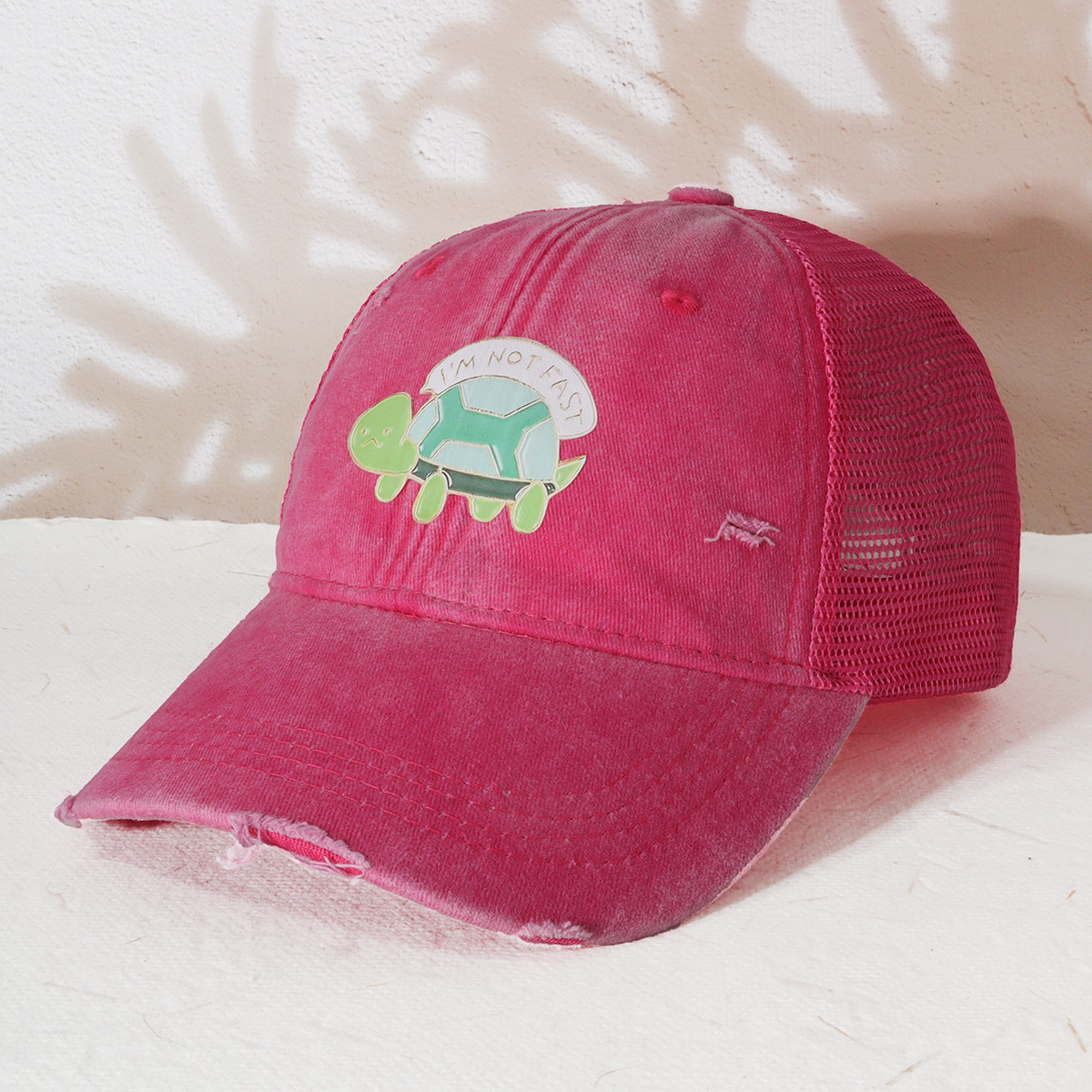 Unisex Gewassen cowboy trucker hoed Casual trend Groene schildpad print baseball pet Ademende zonbescherming_voghion.com