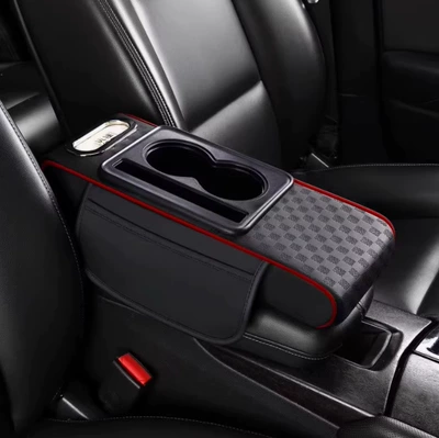 Armrest box pad – pad - three-dimensional-embossed-trumpet-black-and-red